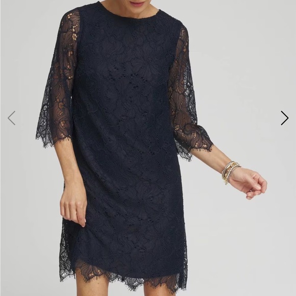 Chico's Dresses & Skirts - Chico's NWT lace pop over navy dress 4